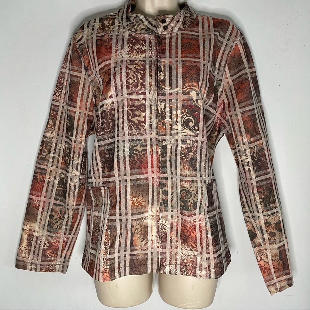 Analogy Pre-Owned Bohemian Printed Button-Up motorcycle style jacket vintage